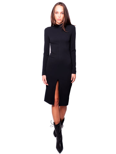 Longuette-Kleid mit offenem Rücken in Schwarz