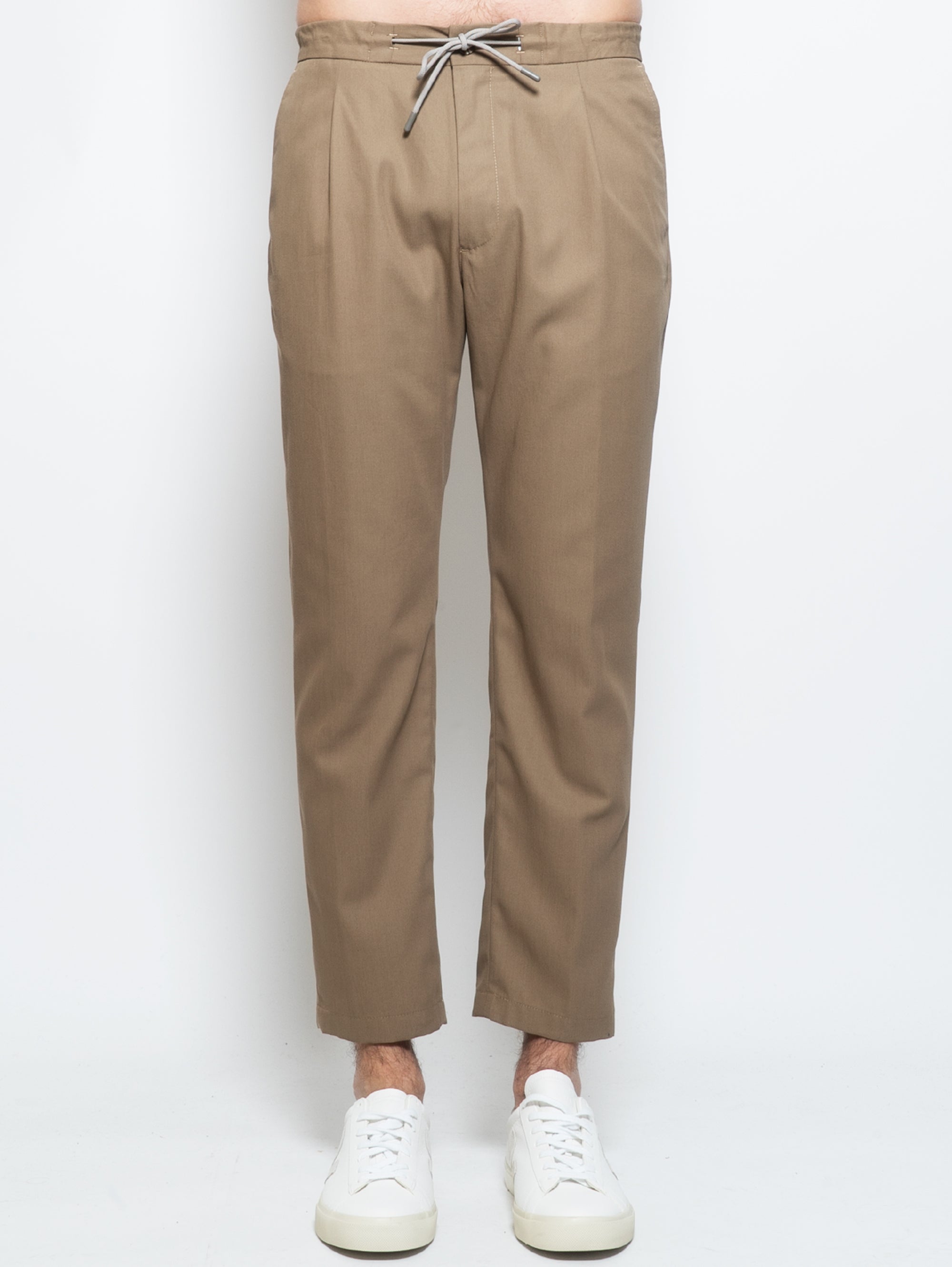 CLOSED-Pantaloni con Pince ed Elastico in Vita Beige-TRYME Shop