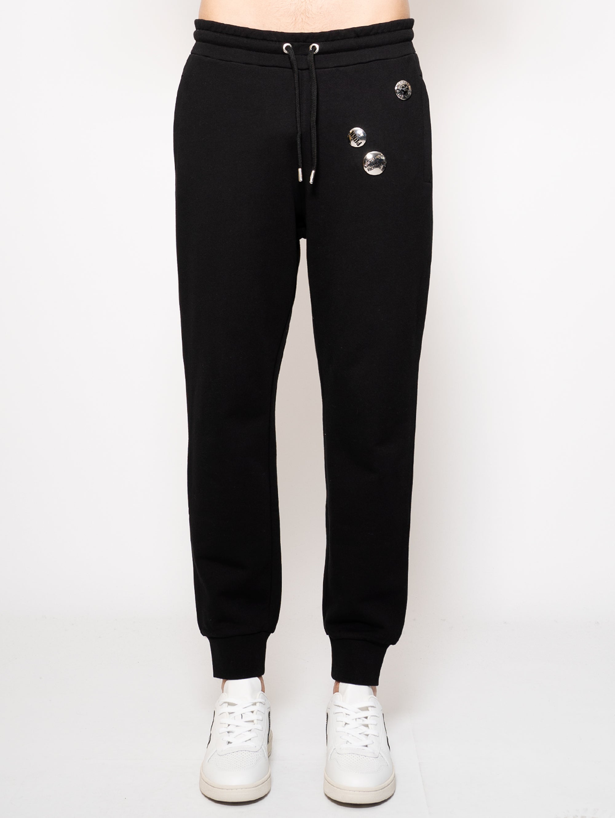 JOHN RICHMOND-Pantaloni Jogger con Bottoni Applicati Nero-TRYME Shop