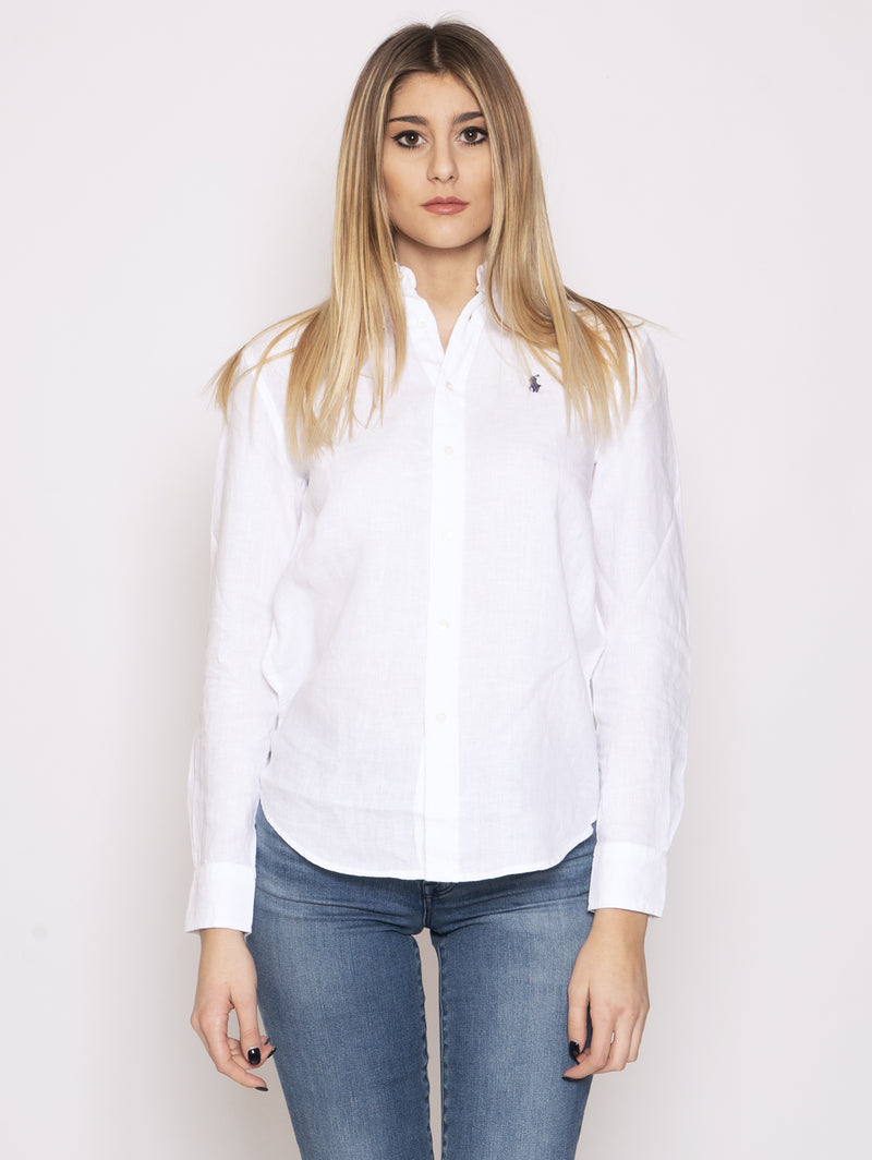 RALPH LAUREN-Camicia in Lino Bianco-TRYME Shop