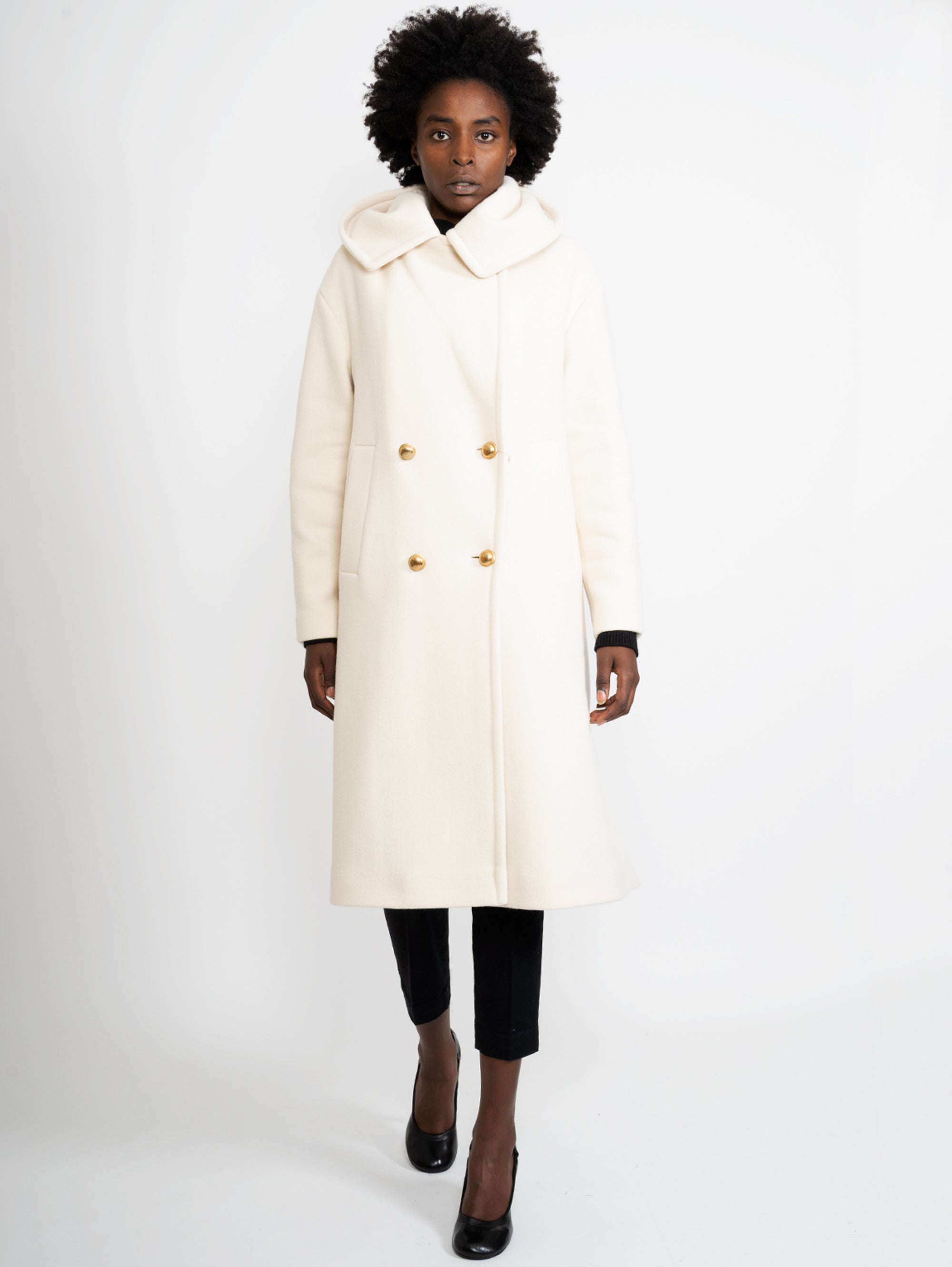 Cream Hooded Coat