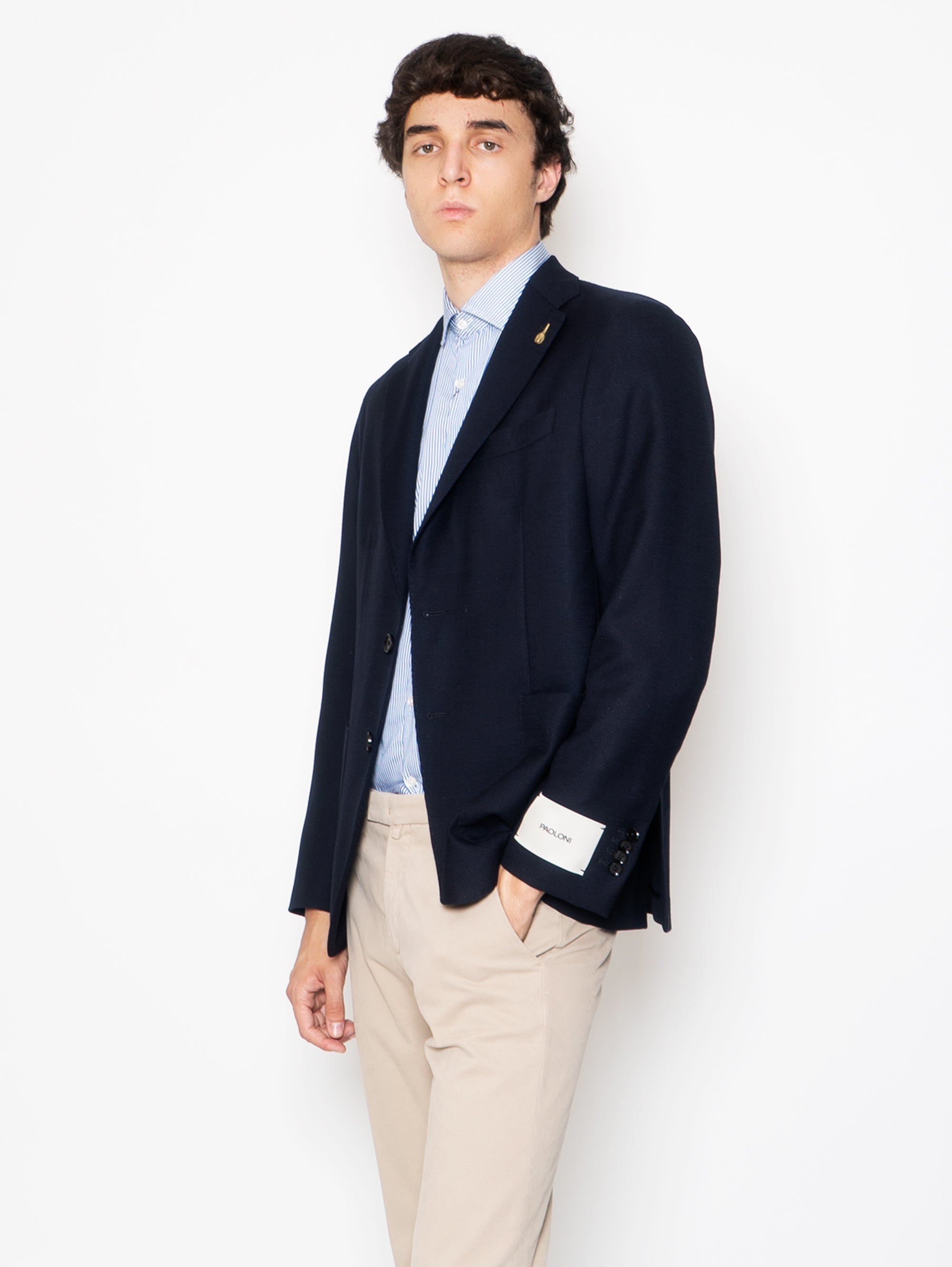 Semi Unlined Jacket in Blue Wool
