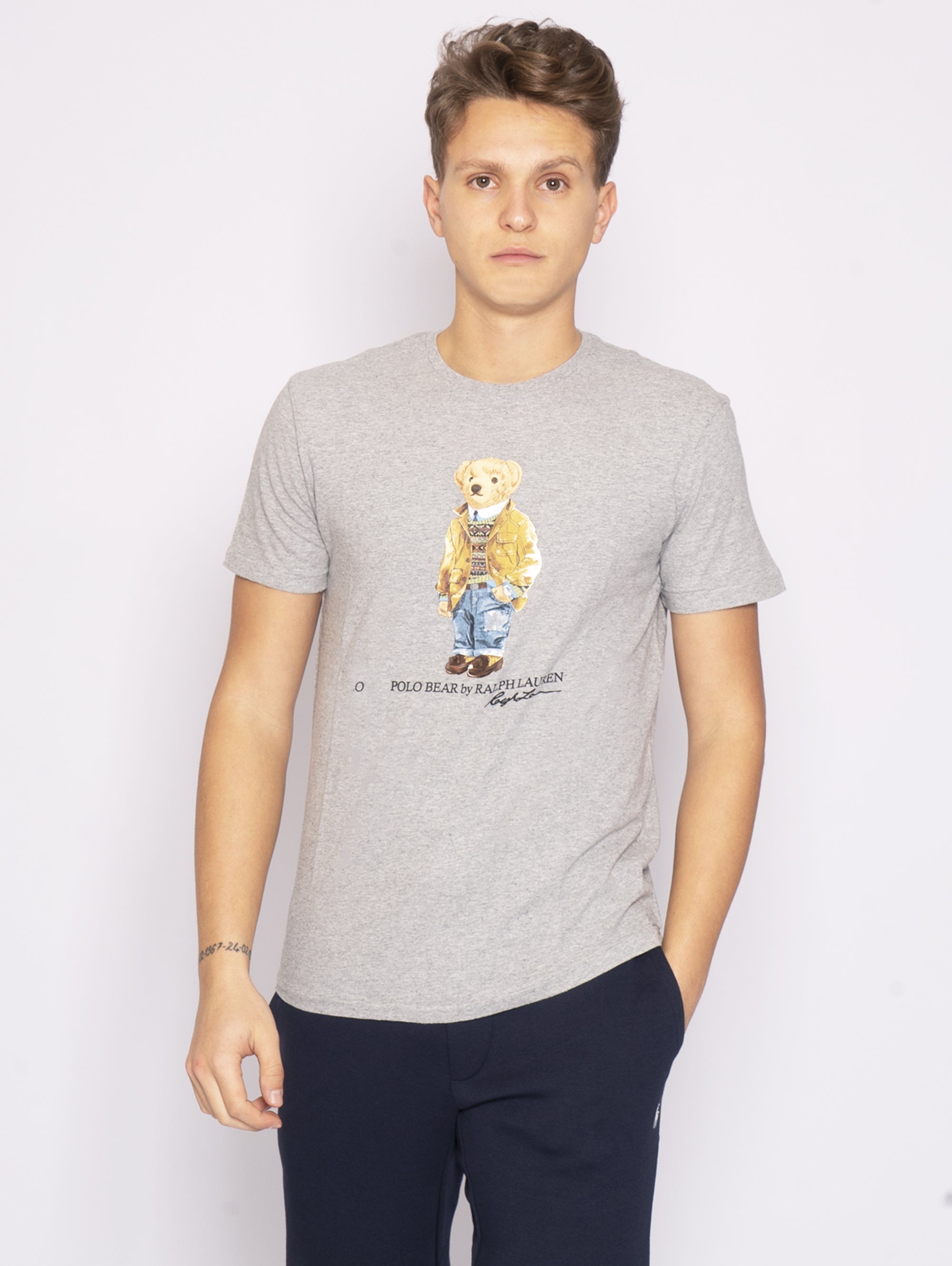 RALPH LAUREN-T-shirt Teddy Bear Grigio-TRYME Shop