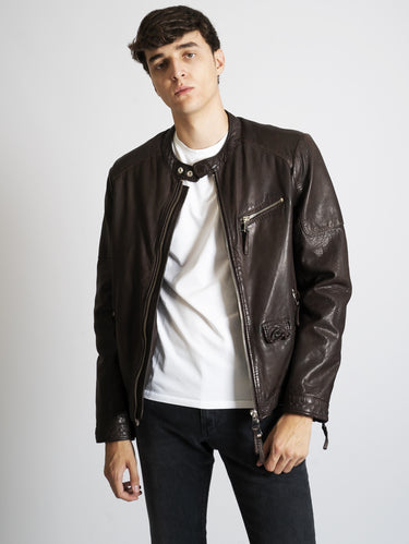 Lederjacke gewaschen Braun