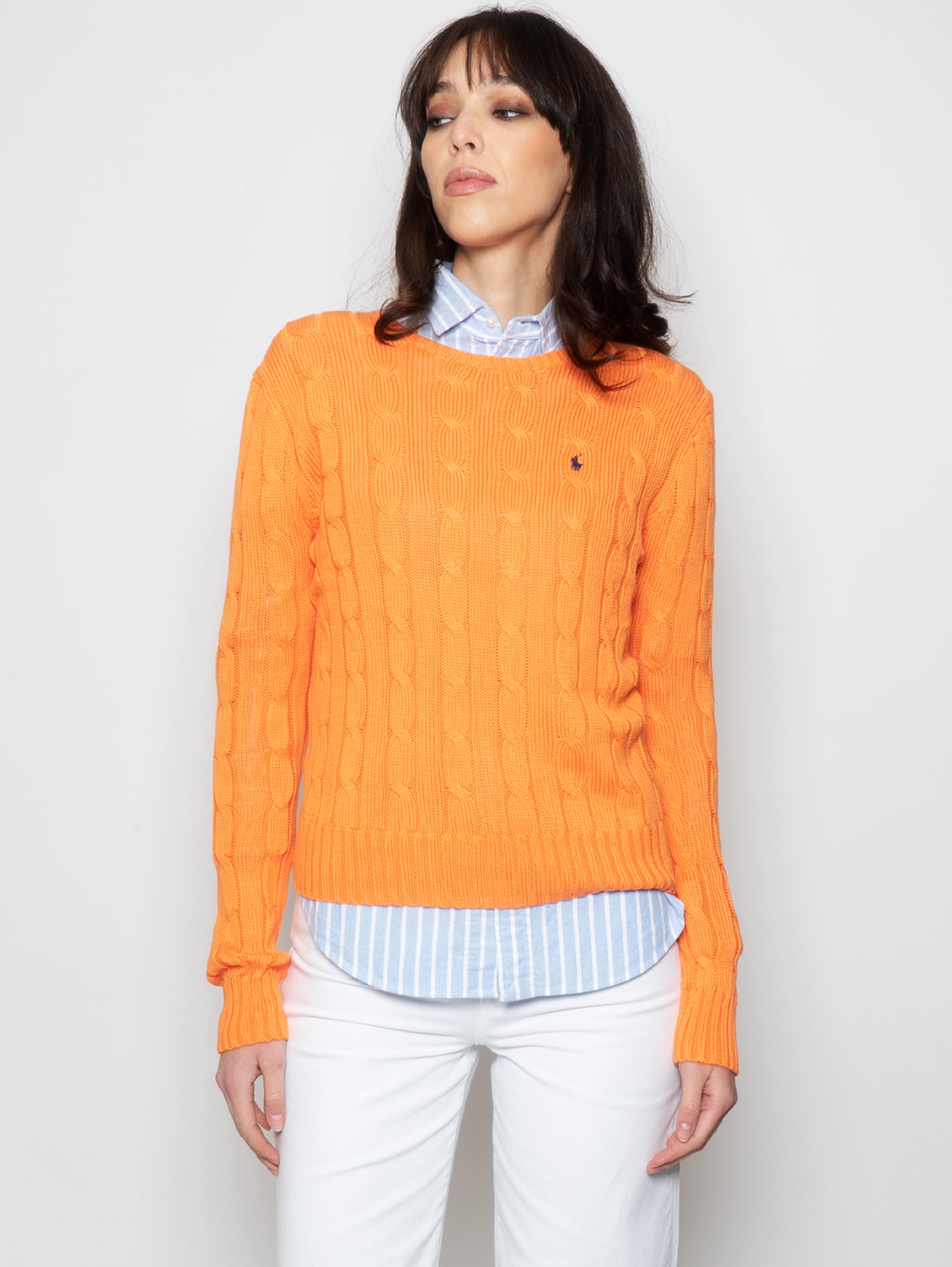 RALPH LAUREN-Maglia a Trecce Arancione-TRYME Shop