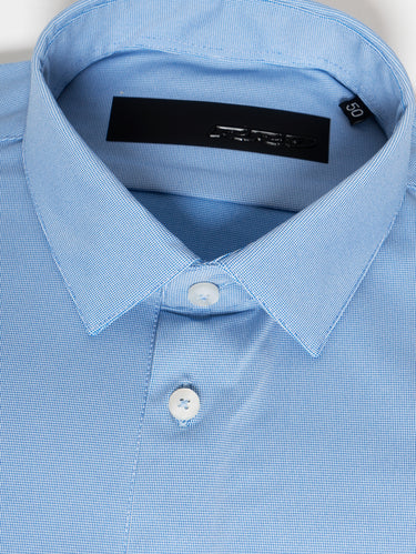 Chemise à micro pois bleue