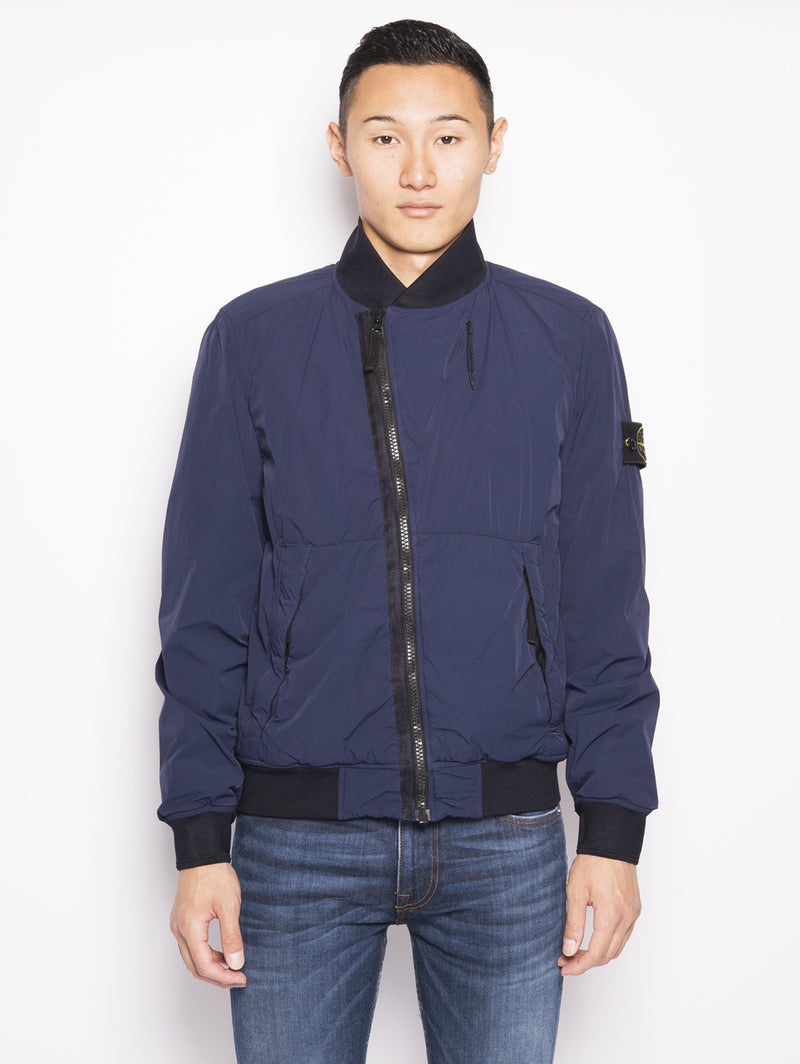 STONE ISLAND-Bomber in Nylon Stretch Traspirante 43428 Blu-TRYME Shop