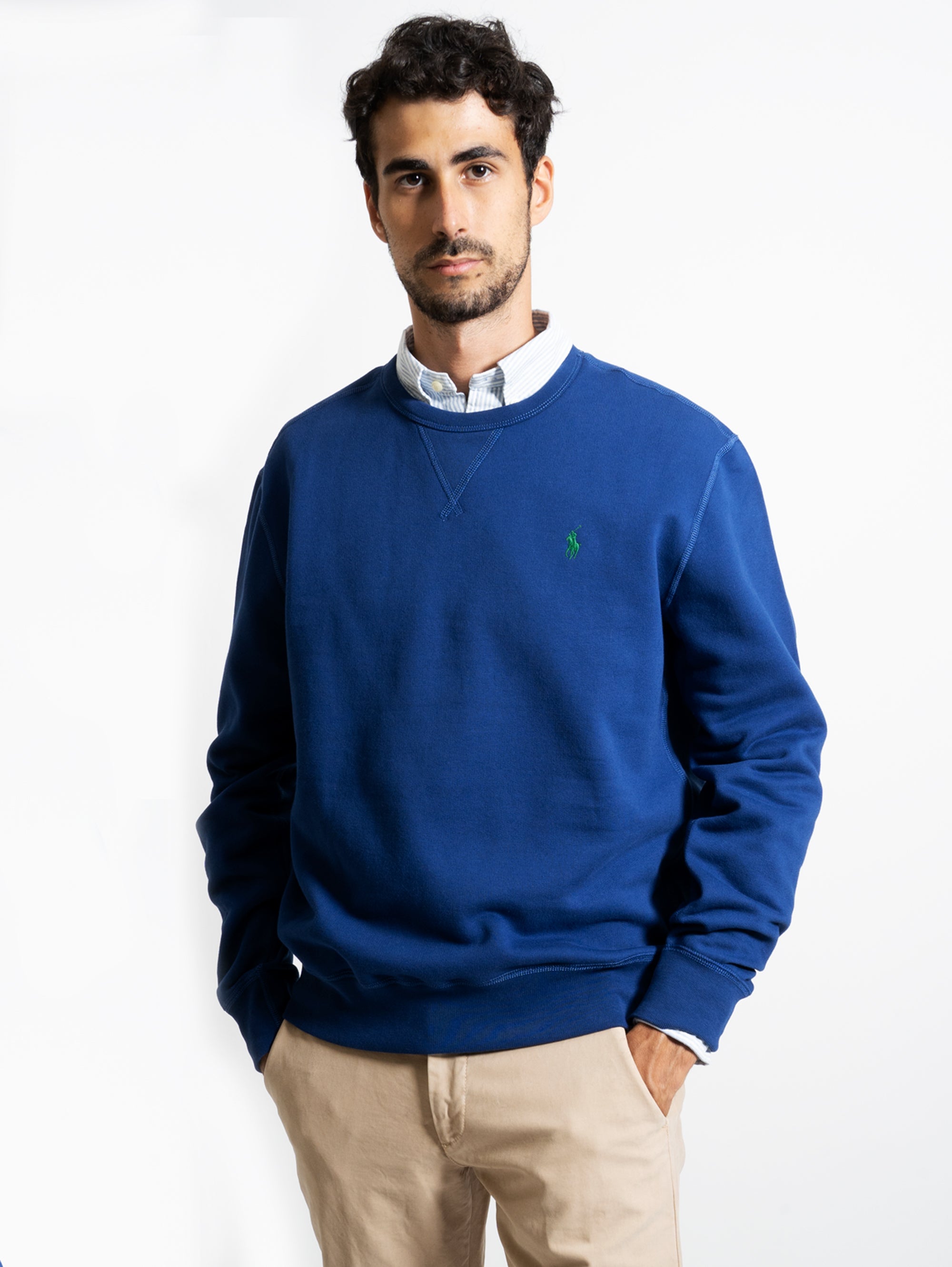 RALPH LAUREN-Felpa Girocollo Blu-TRYME Shop