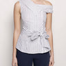 PINKO-Top a righe in popeline Blu / Bianco-TRYME Shop
