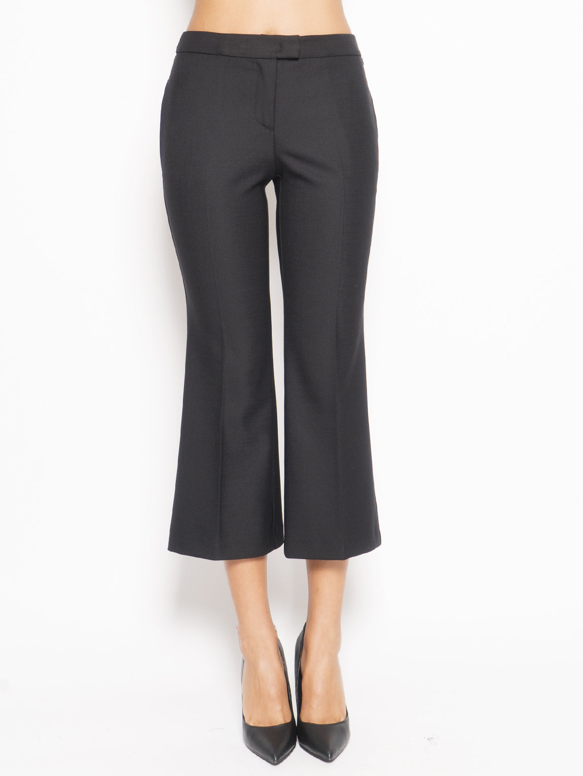 TWIN SET-Pantalone in Lana Tecnica Nero-TRYME Shop