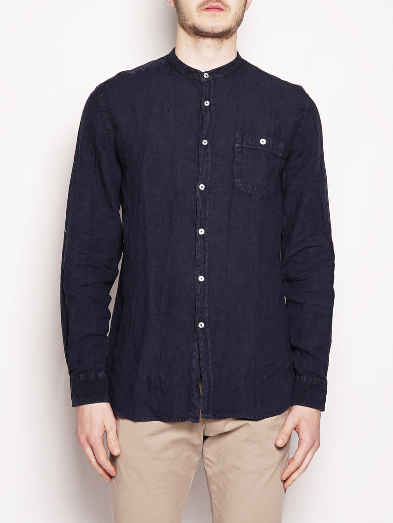 WOOLRICH-Camicia in Lino Blu-TRYME Shop