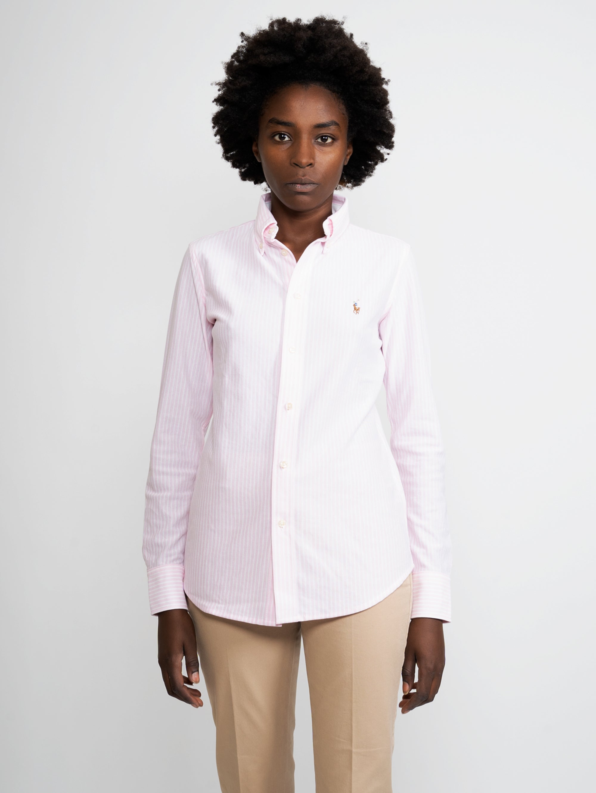 White / Pink Oxford Knit Shirt