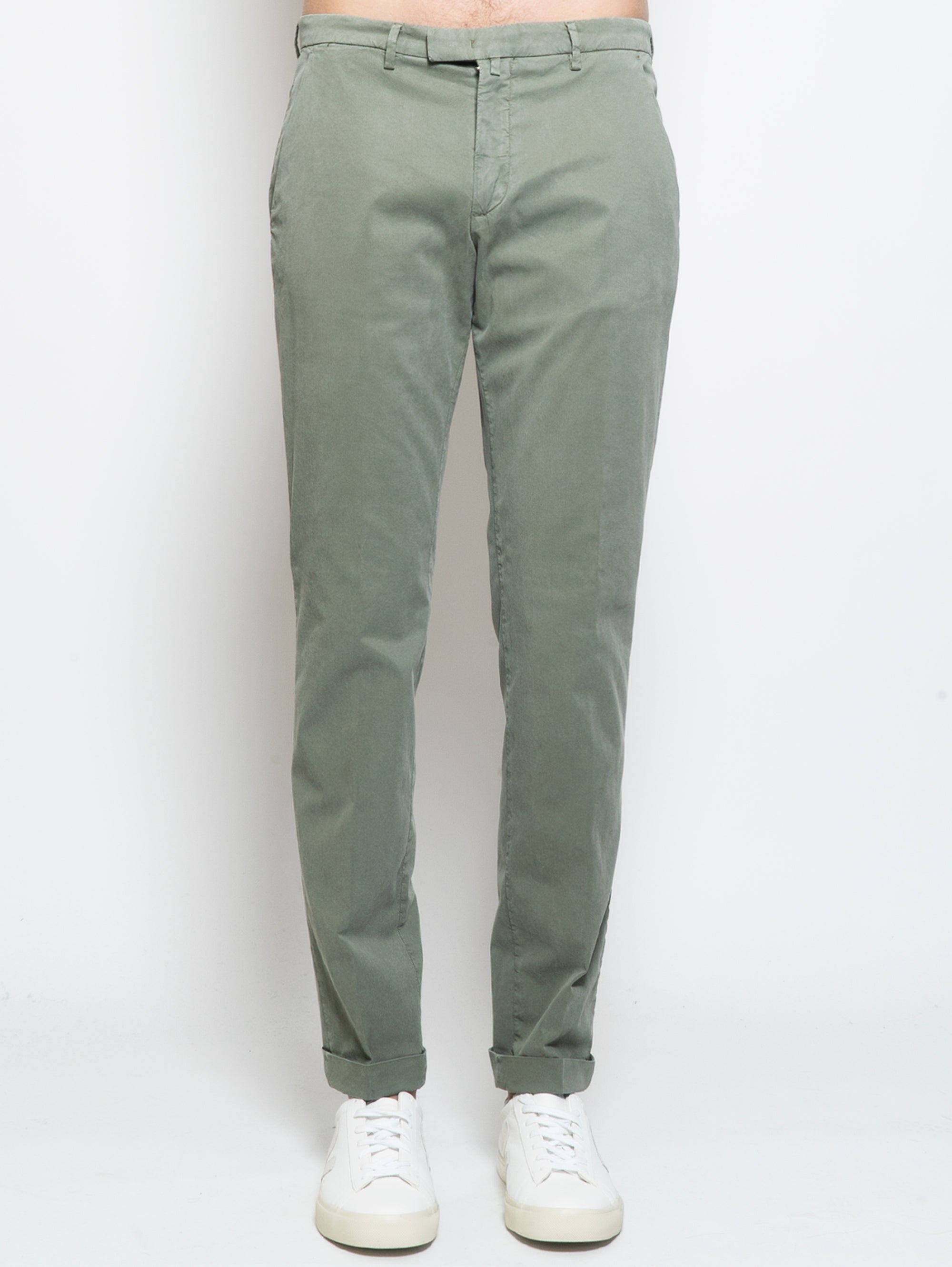 BRIGLIA 1949-Pantaloni Ventre Piatto in Slim Fit Verde-TRYME Shop