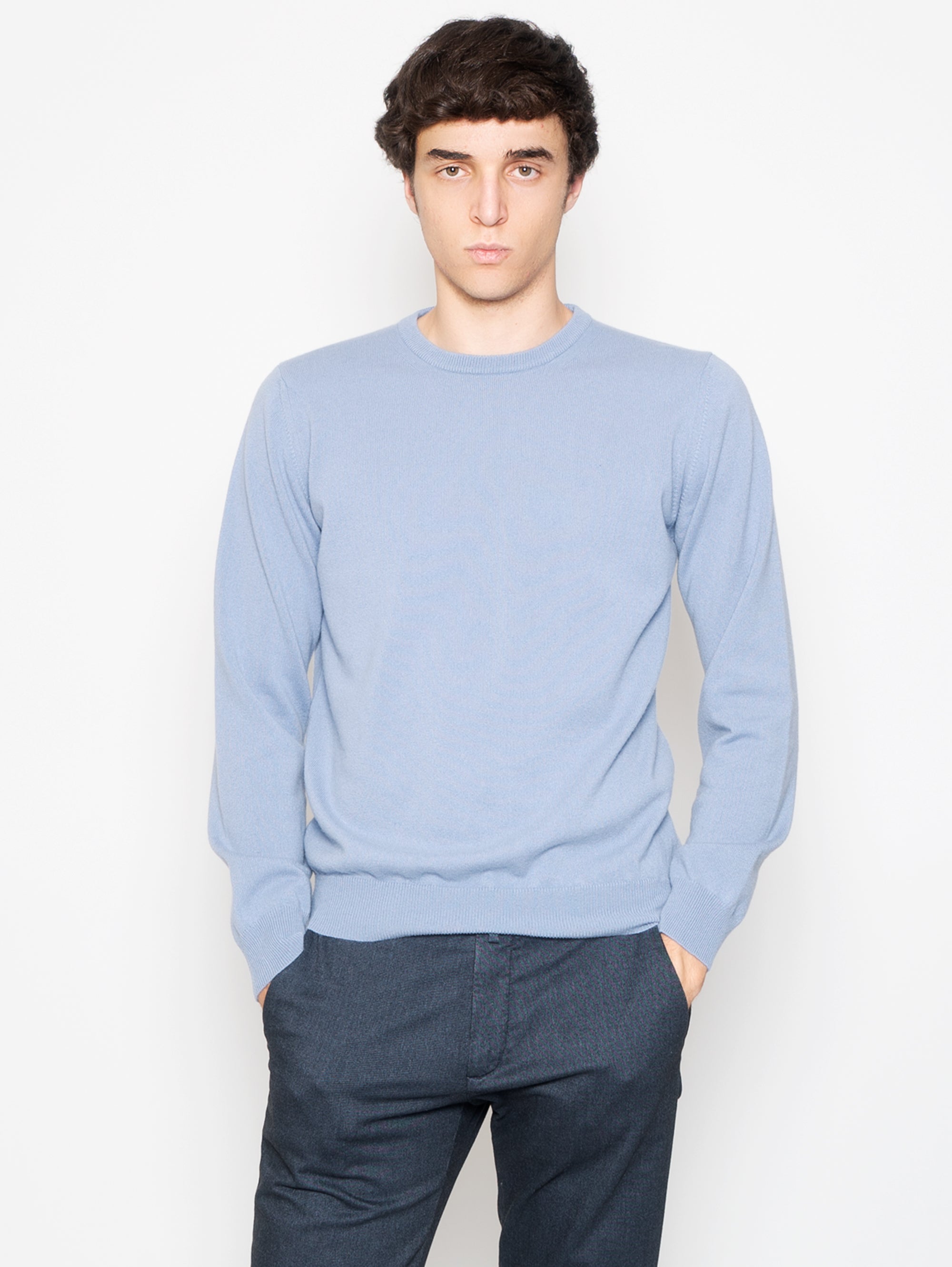 ALPHA STUDIO-Maglia Girocollo in Cashmere Polvere-TRYME Shop