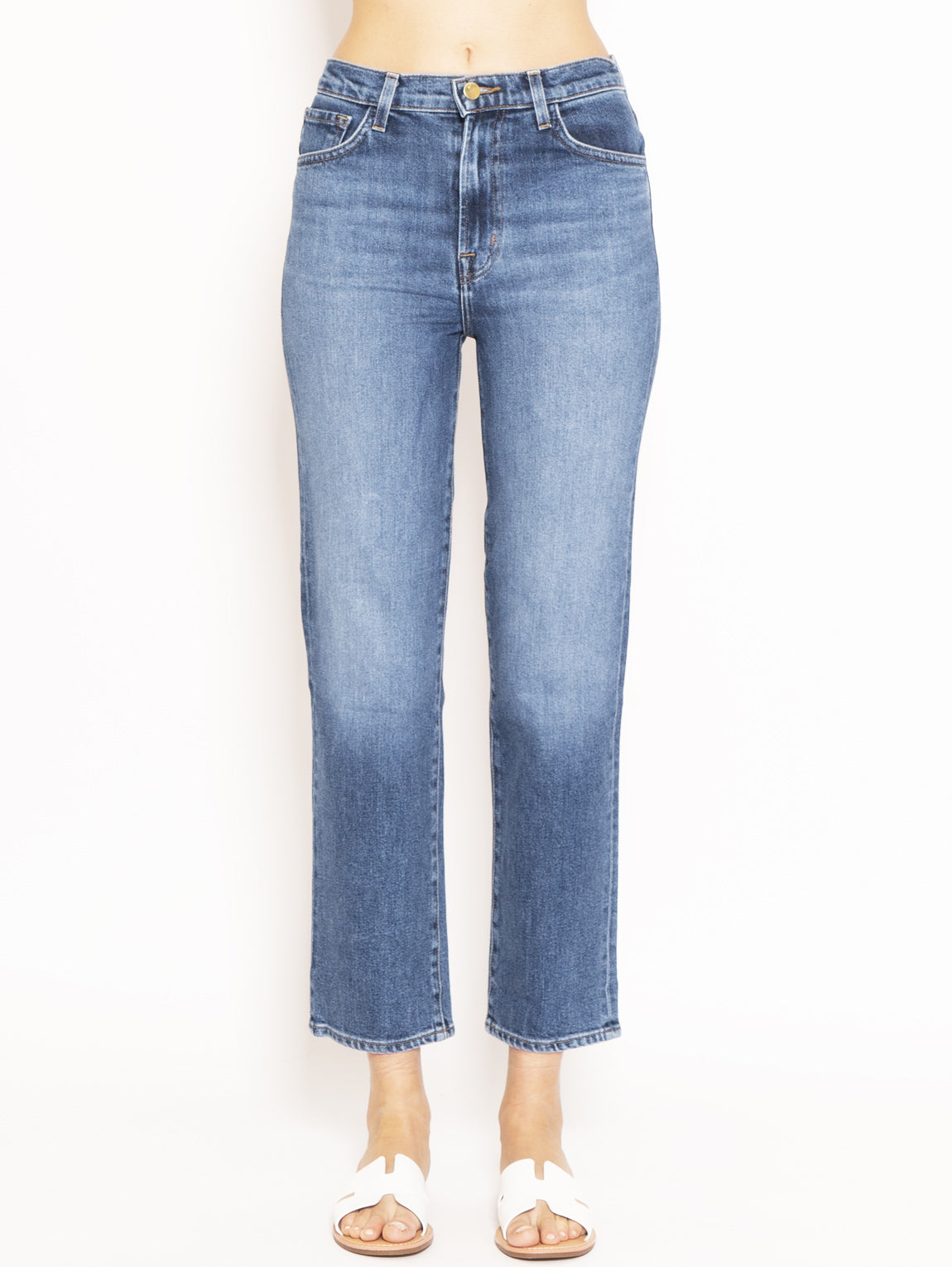 J BRAND-Jeans Sostenibile Jules High Rise Ankle Straight Blu-TRYME Shop