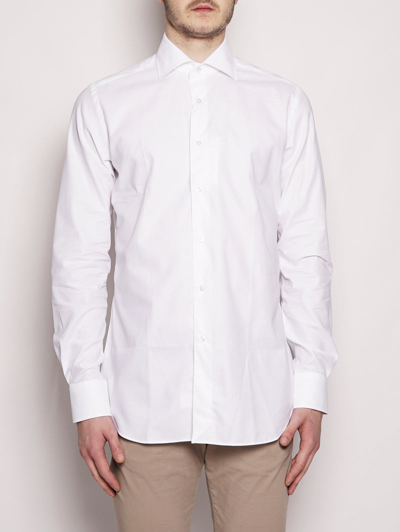 XACUS-Camicia in Cotone Operato Bianco-TRYME Shop