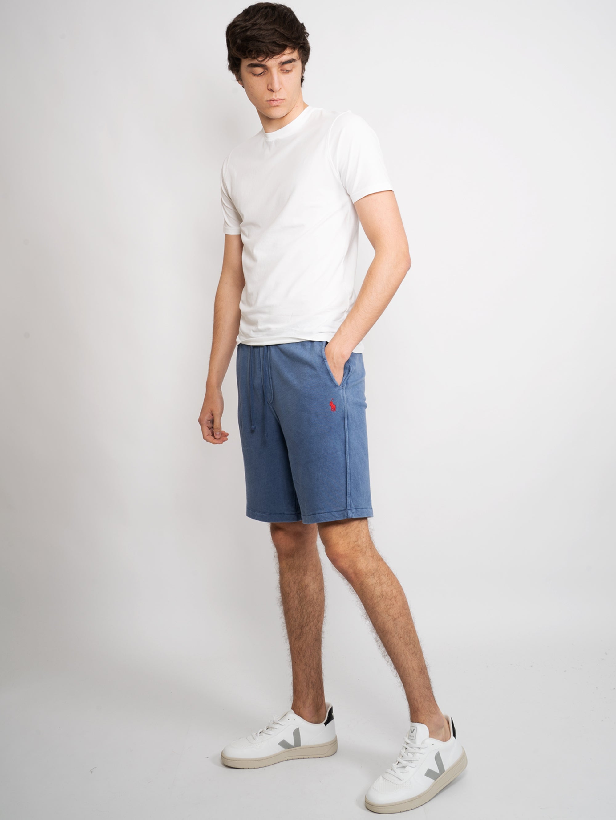 Blaue Bermuda-Shorts aus Baumwolle