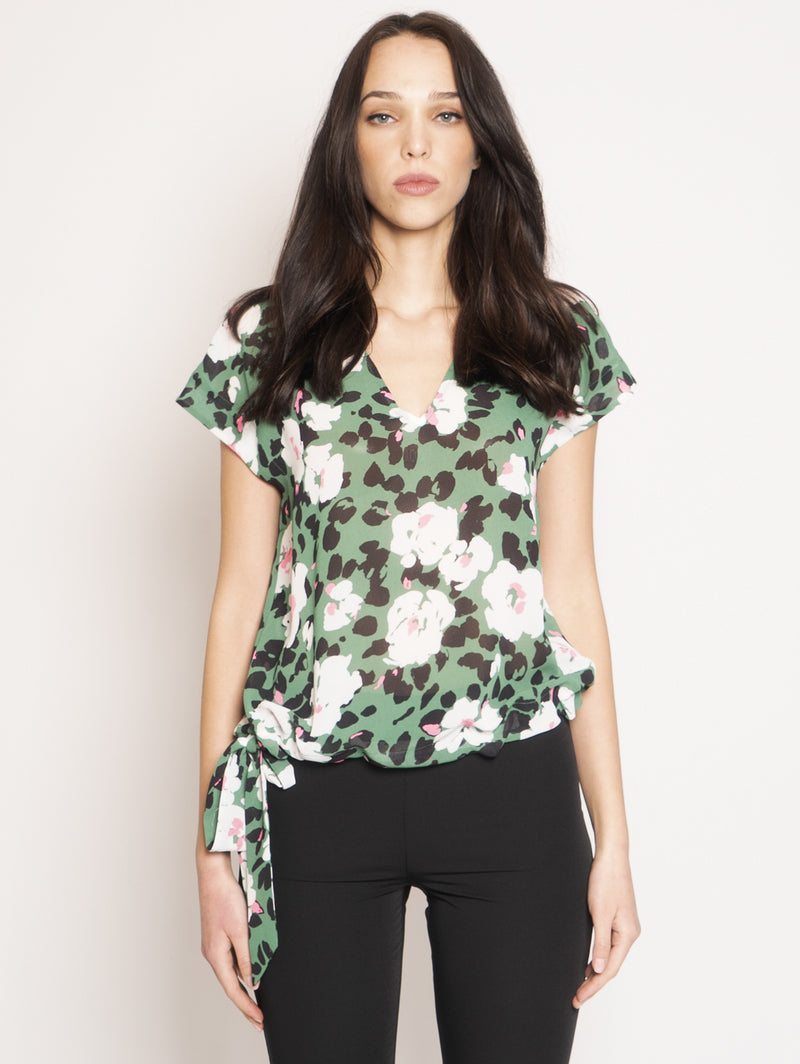 ESSENTIEL ANTWERP-Blusa con Stampa Floreale Verde-TRYME Shop