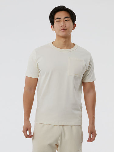 NEW BALANCE-T-shirt con Taschino e Logo Crema-TRYME Shop