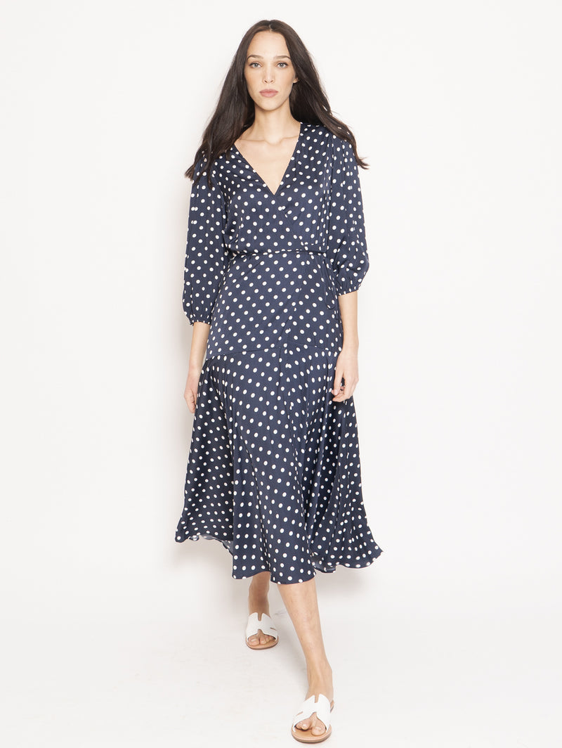 ESSENTIEL ANTWERP-Abito a Pois a Portafoglio Vundamental Blu-TRYME Shop