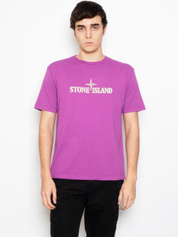 STONE ISLAND-T-shirt con Logo Ricamato Magenta-TRYME Shop