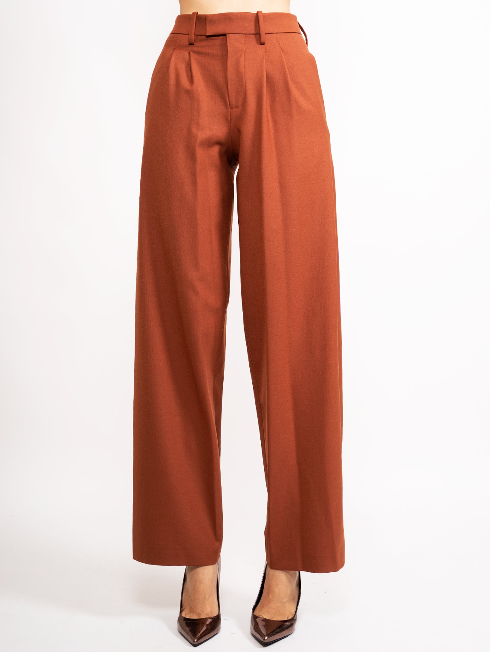 FEDERICA TOSI-Pantaloni con Pences Tabacco-TRYME Shop