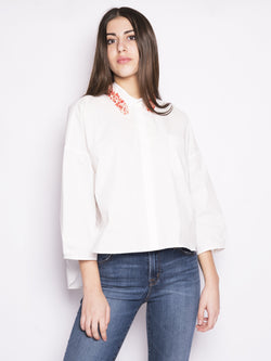 PINKO-Camicia con Pietre Reggente Bianco-TRYME Shop