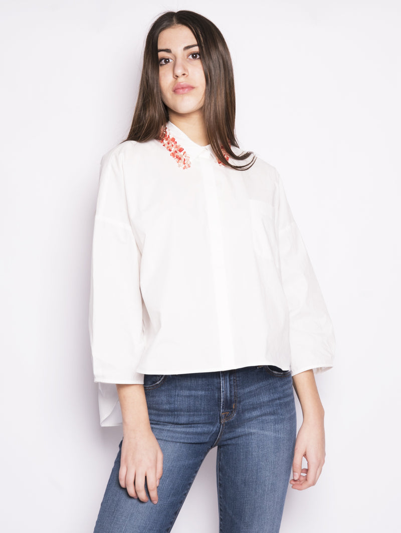 PINKO-Camicia con Pietre Reggente Bianco-TRYME Shop