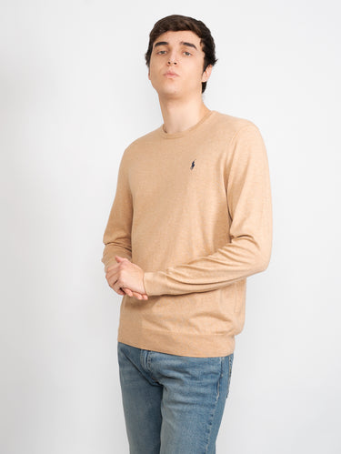 Slim Fit Baumwollpullover Kamel