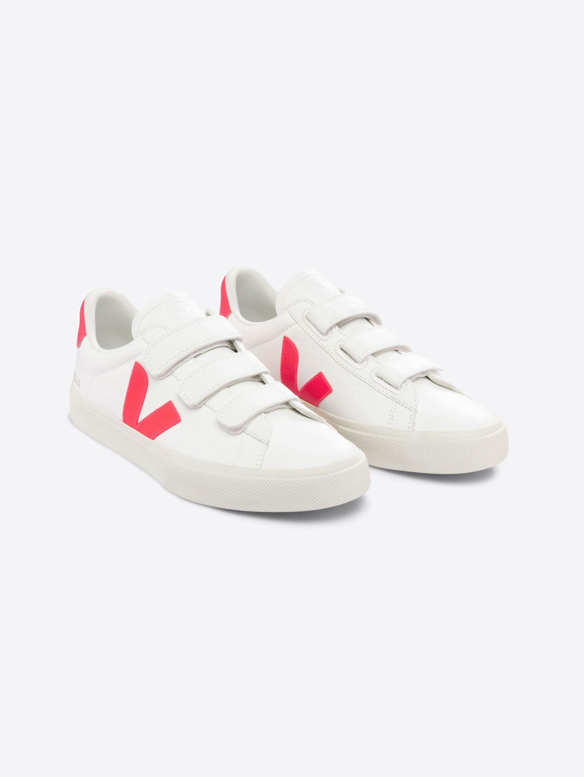 Sneakers in Closed Leather with Rips Recife White/Fluo Pink