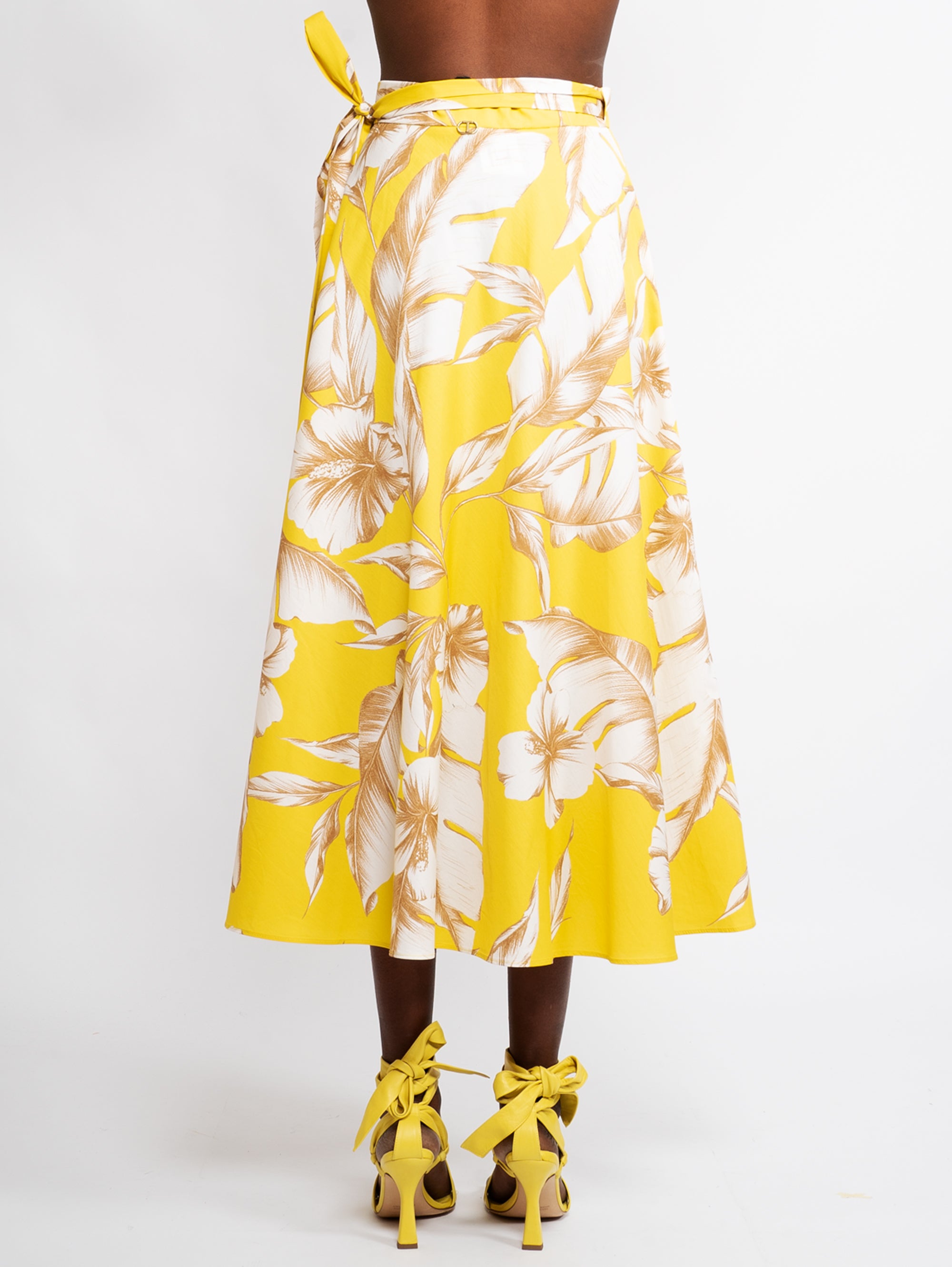 Yellow Floral Wrap Skirt