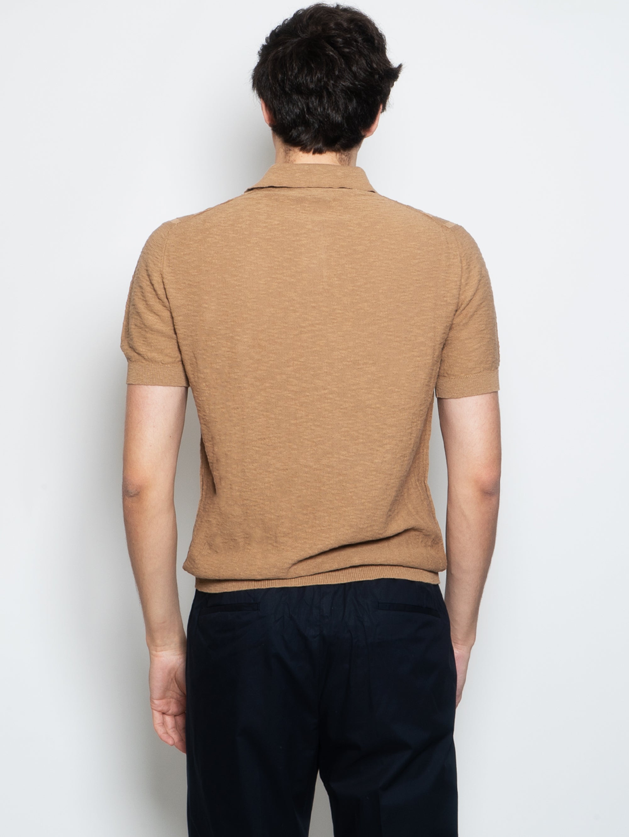 Almond Flat Ribbed Polo Shirt