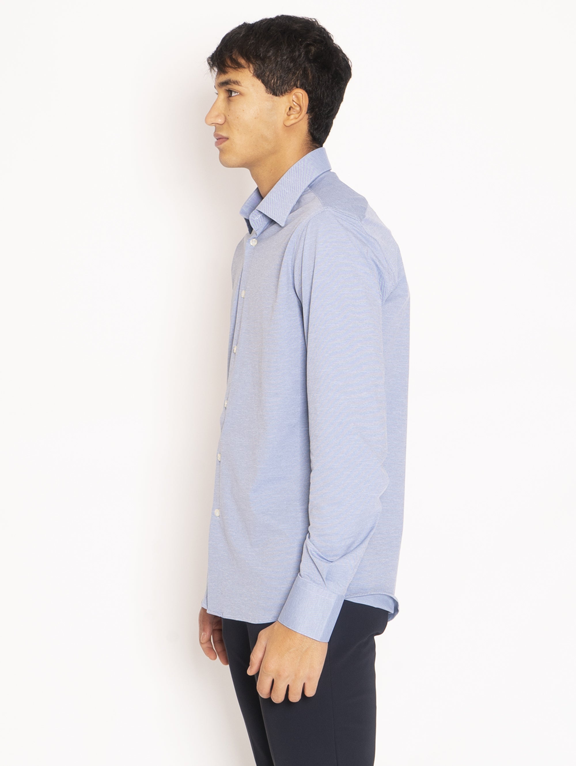 Super Stretch Shirt with Micro Stripes - Blue