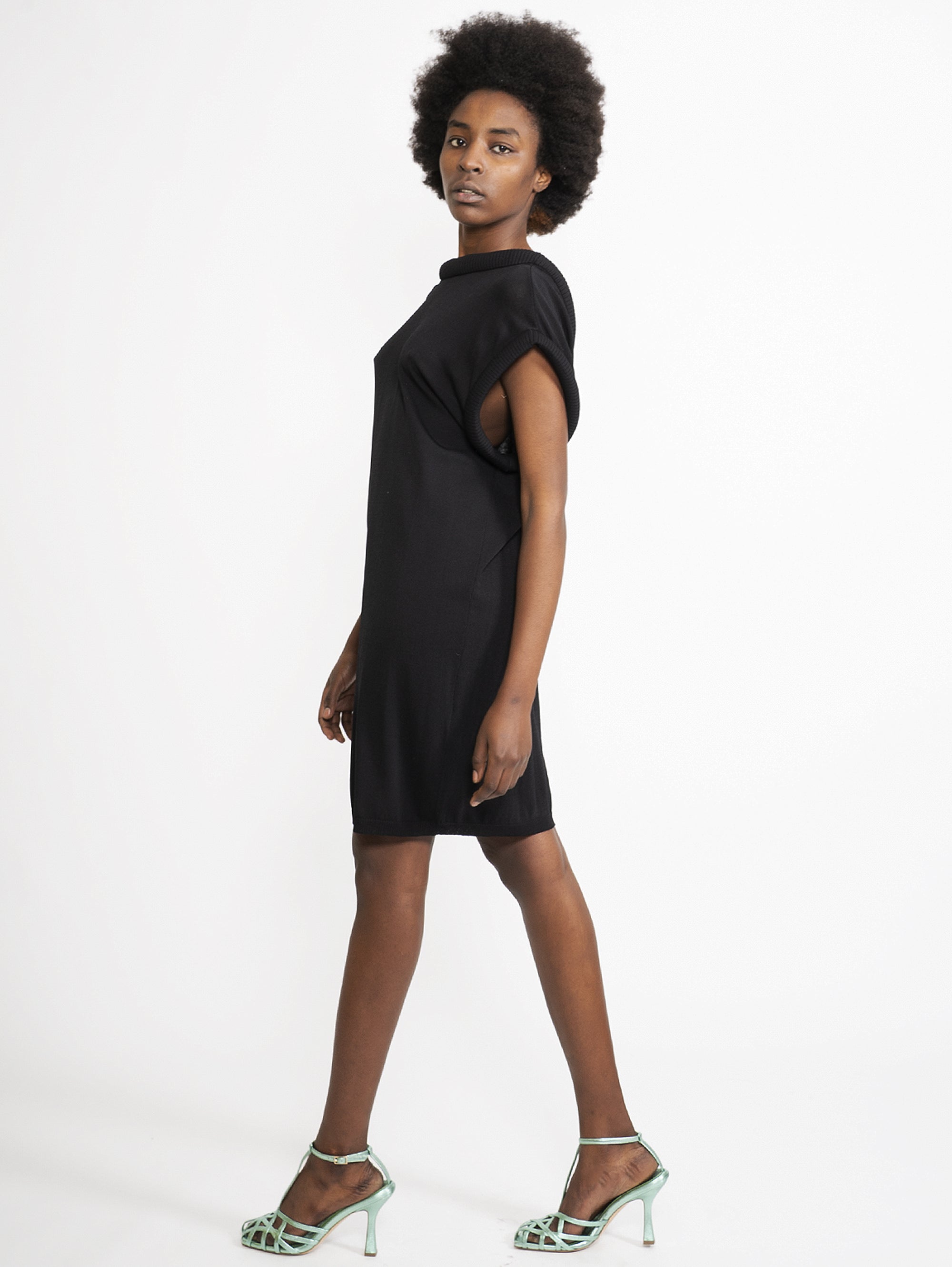 Knit Dress with Black Padded Profiles