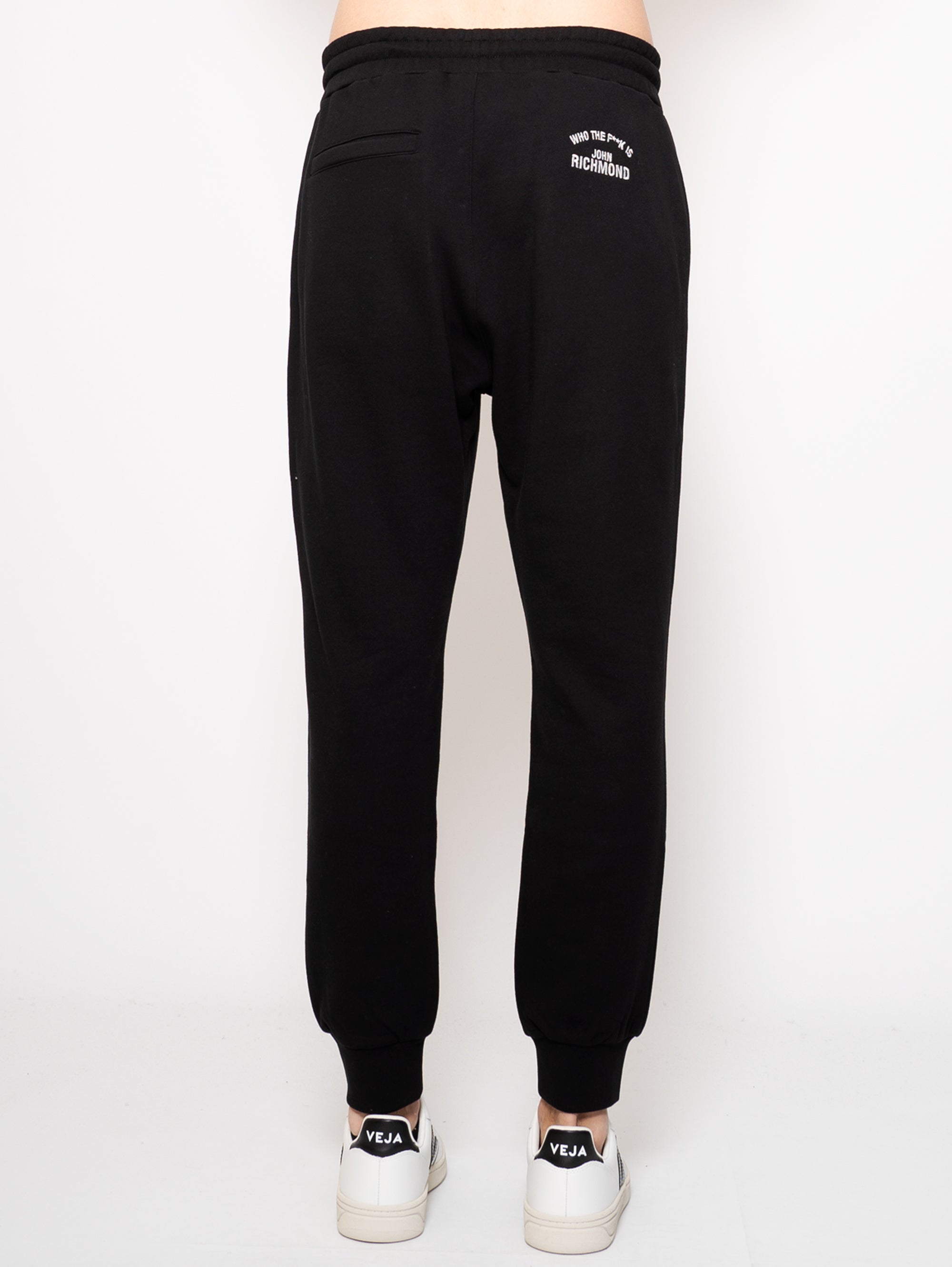 Jogger Pants with Applied Buttons Black