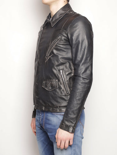 Giacca in pelle vintage WU17S18294ASPO Nero Vintage-Jacket-WLG by GIORGIO BRATO-TRYME Shop