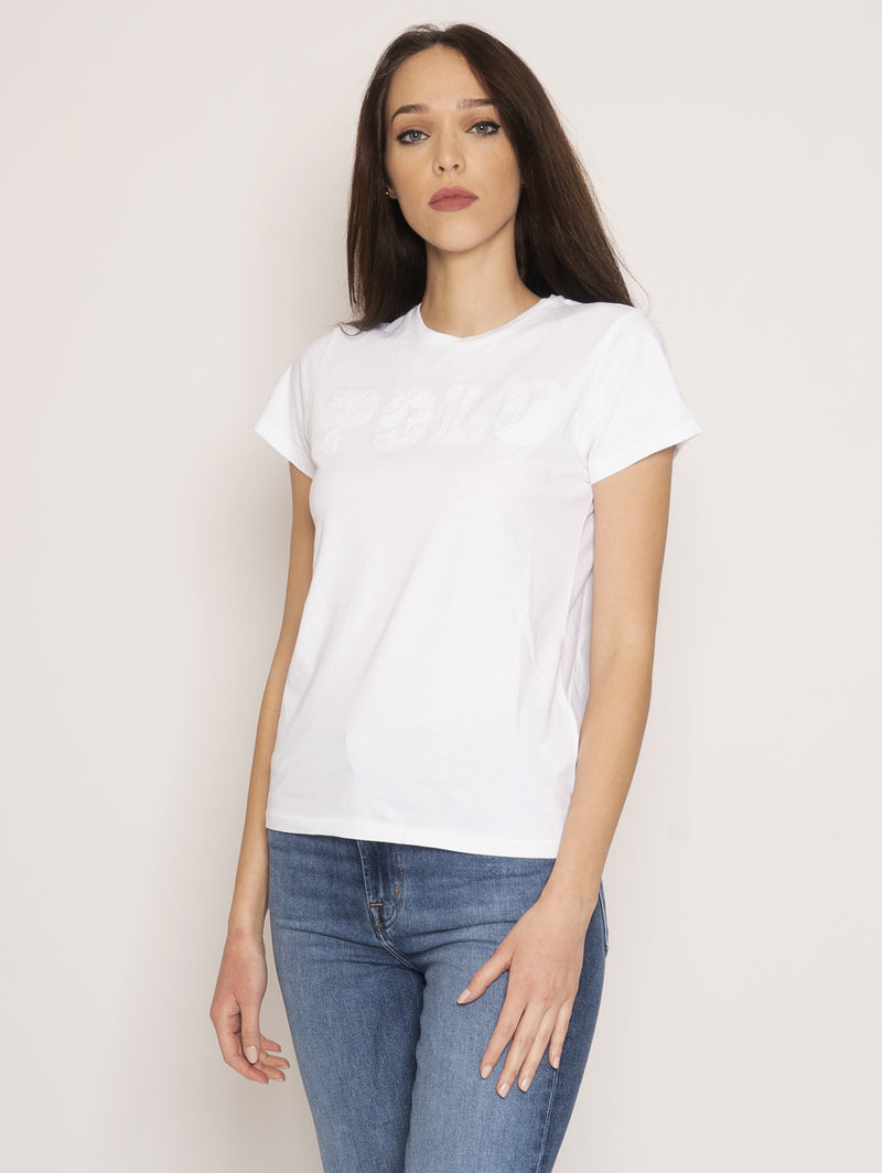 T-shirt con Ricamo Bianco
