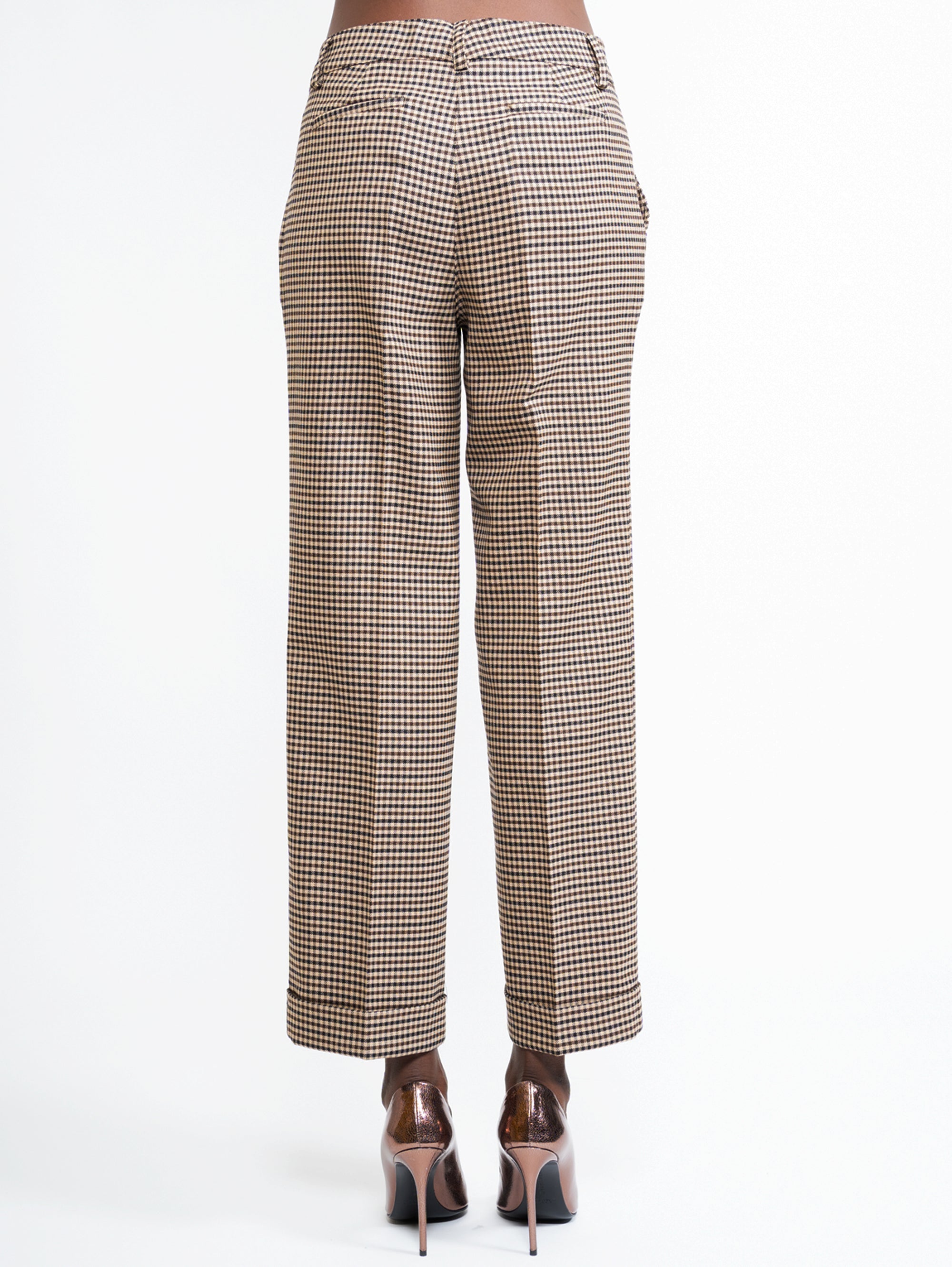 Beige Houndstooth Trousers
