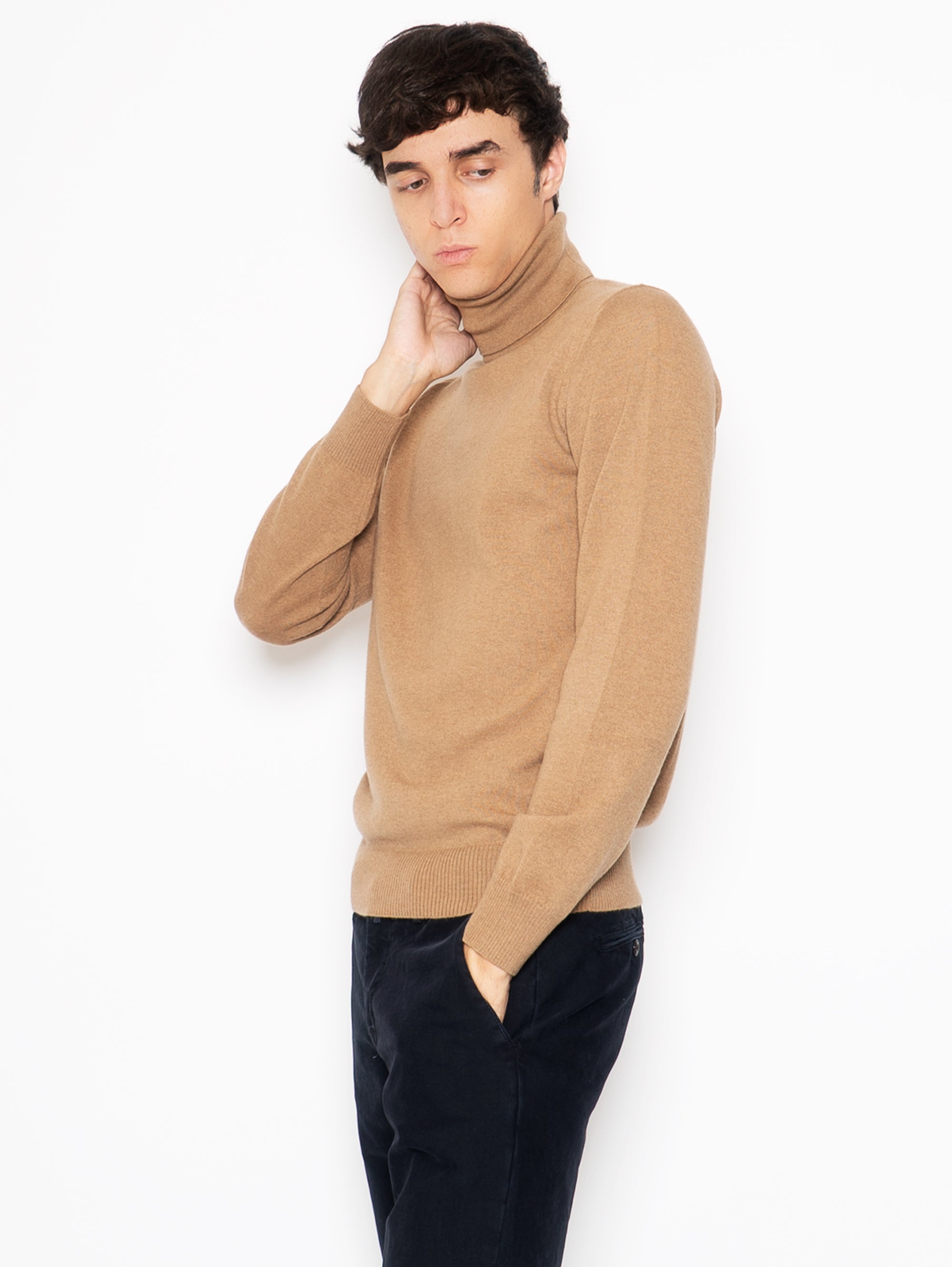 High Neck Suede Sweater