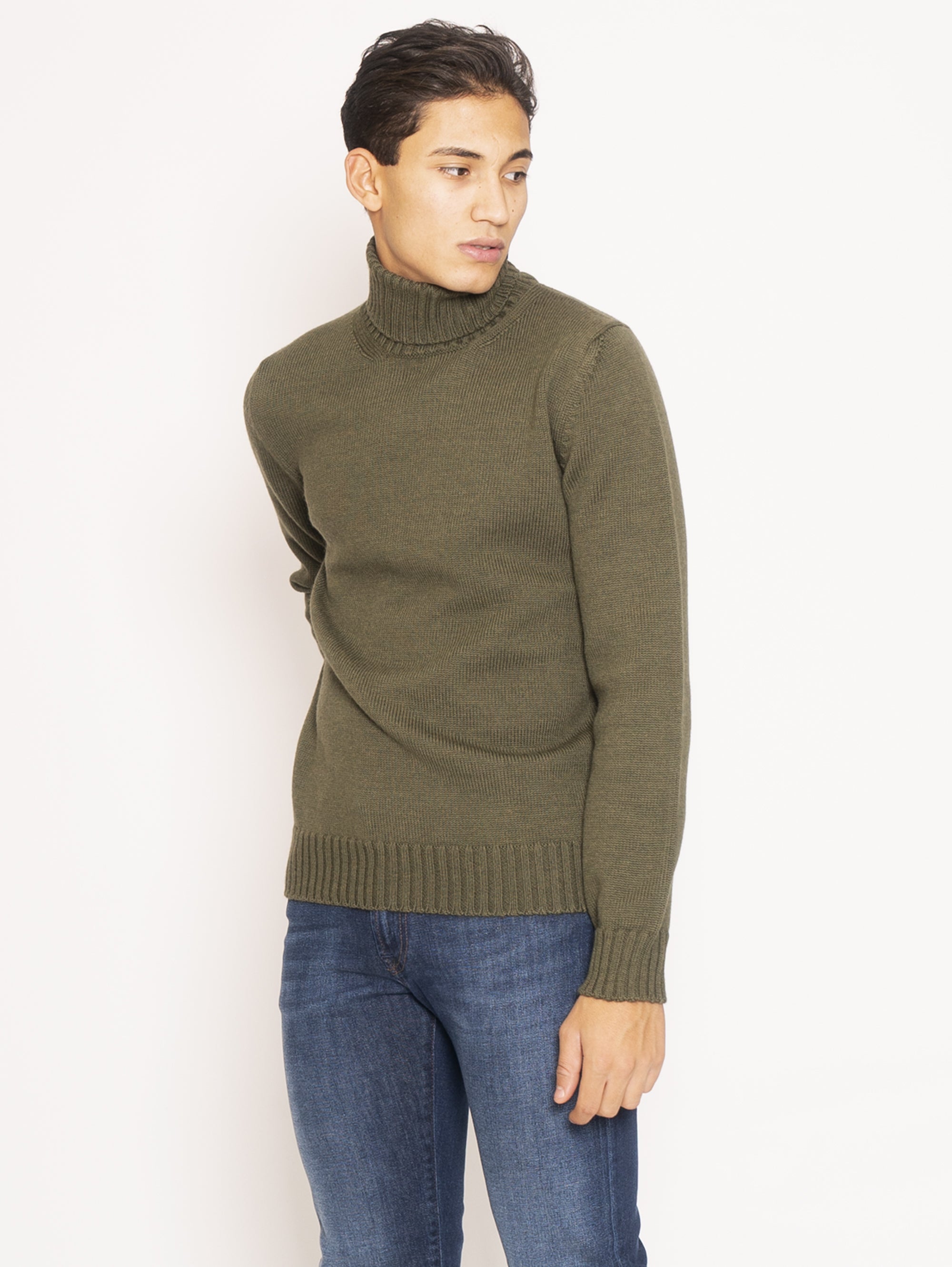 High Neck Wool Sweater - Musk