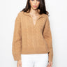 RALPH LAUREN-Maglia a Trecce con Scollo a Polo Cammello-TRYME Shop