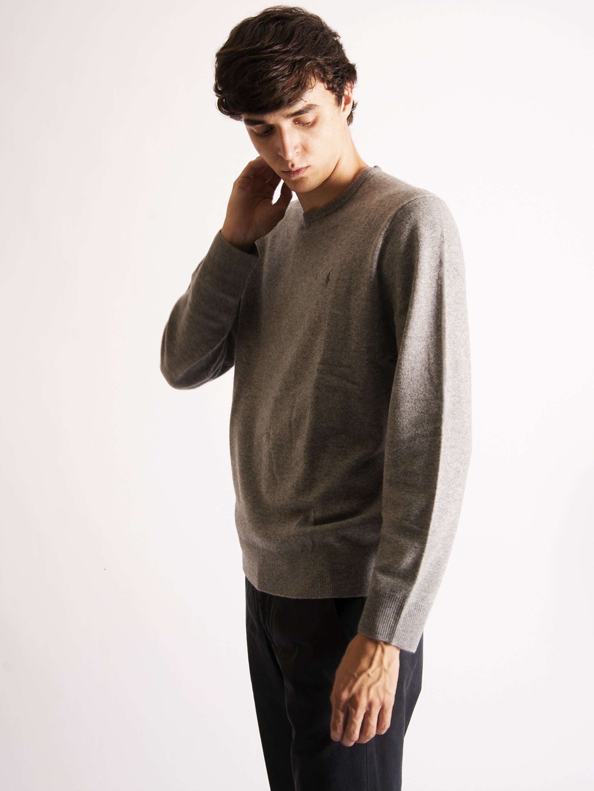 Crewneck Sweater in Gray Wool