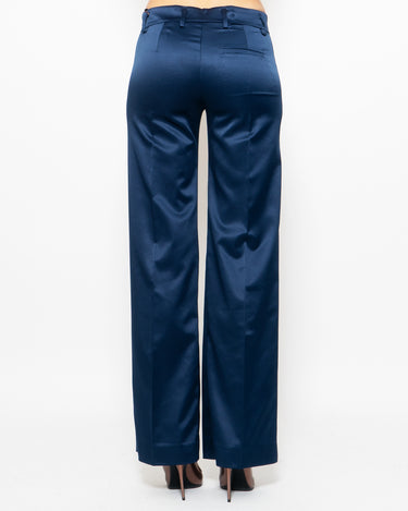 Blue Stretch Satin Pants
