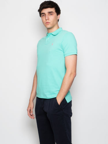 Polo aus Piqué Slim Fit Hellgrün