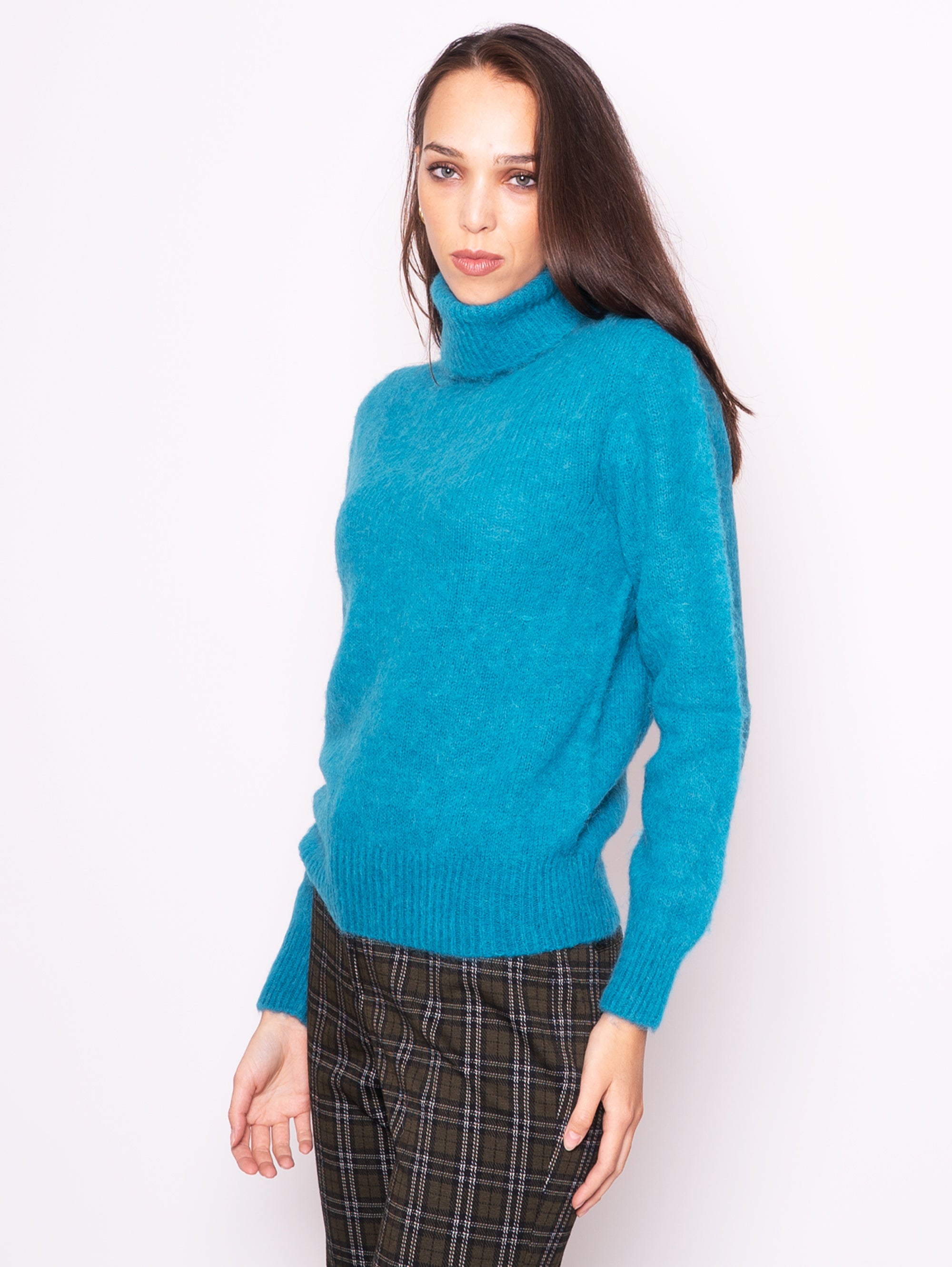 Blue High Neck Sweater
