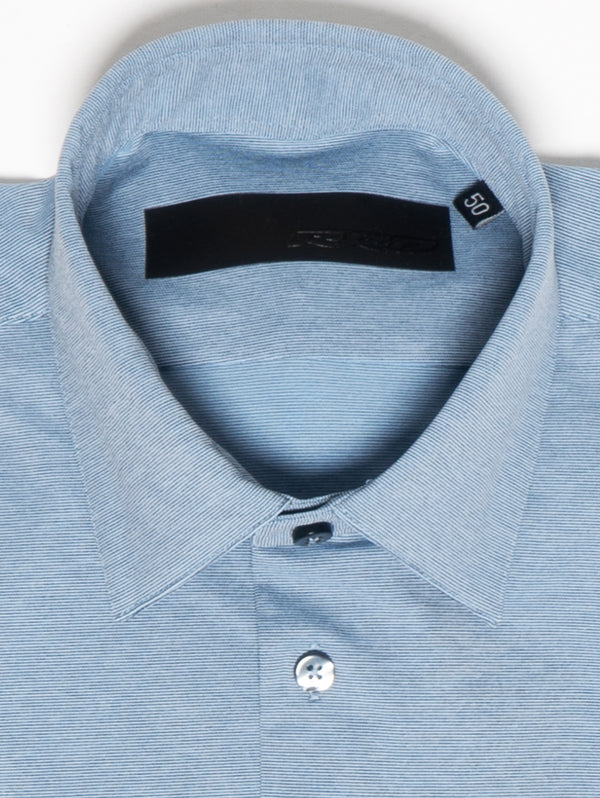 Camicia Elasticizzata Fantasia Micro Righe Blu