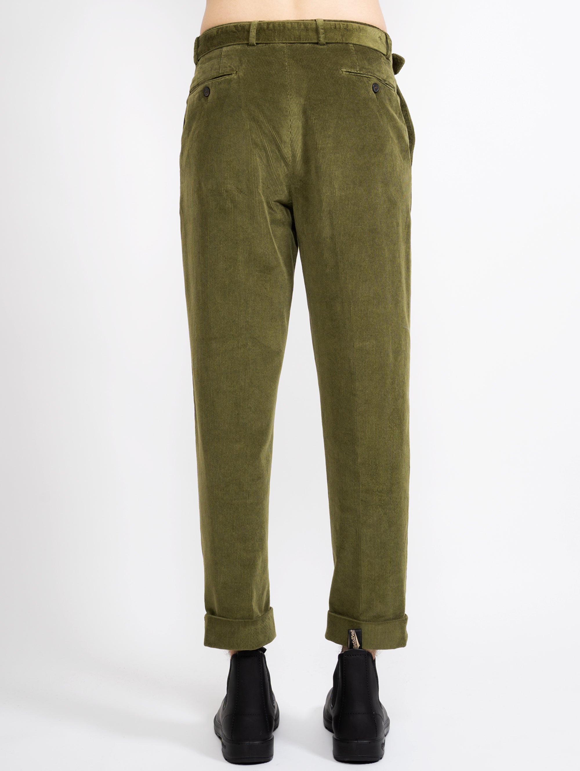 Velvet Trousers with Green Pences