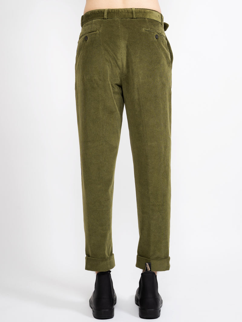 Pantaloni in Velluto con Pences Verde