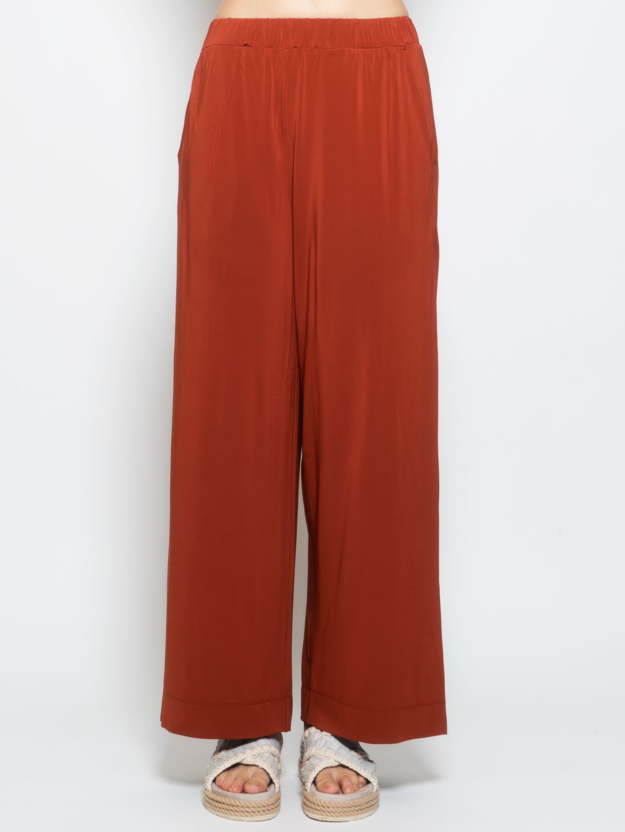 MAX MARA LEISURE-Pantalone Ampio in Jersey Coccio-TRYME Shop