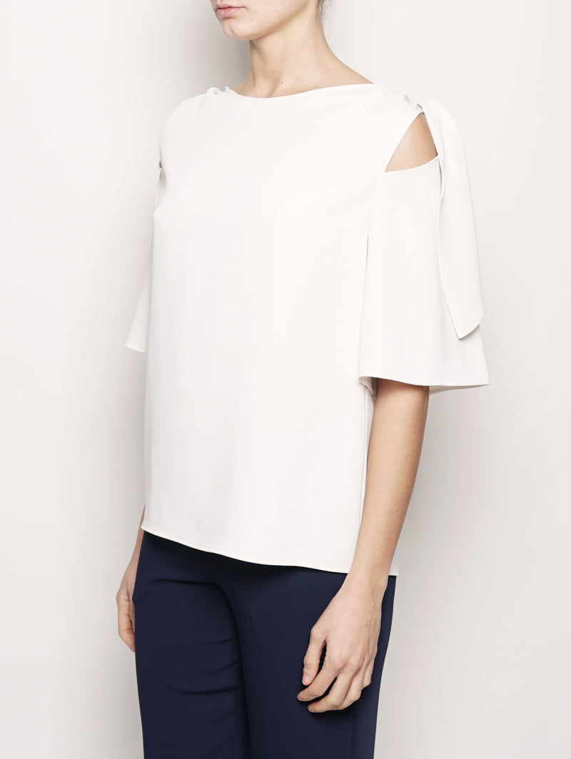 Blusa con nodo PANTERY D310430 Bianco-T-shirt-P.A.R.O.S.H.-TRYME Shop